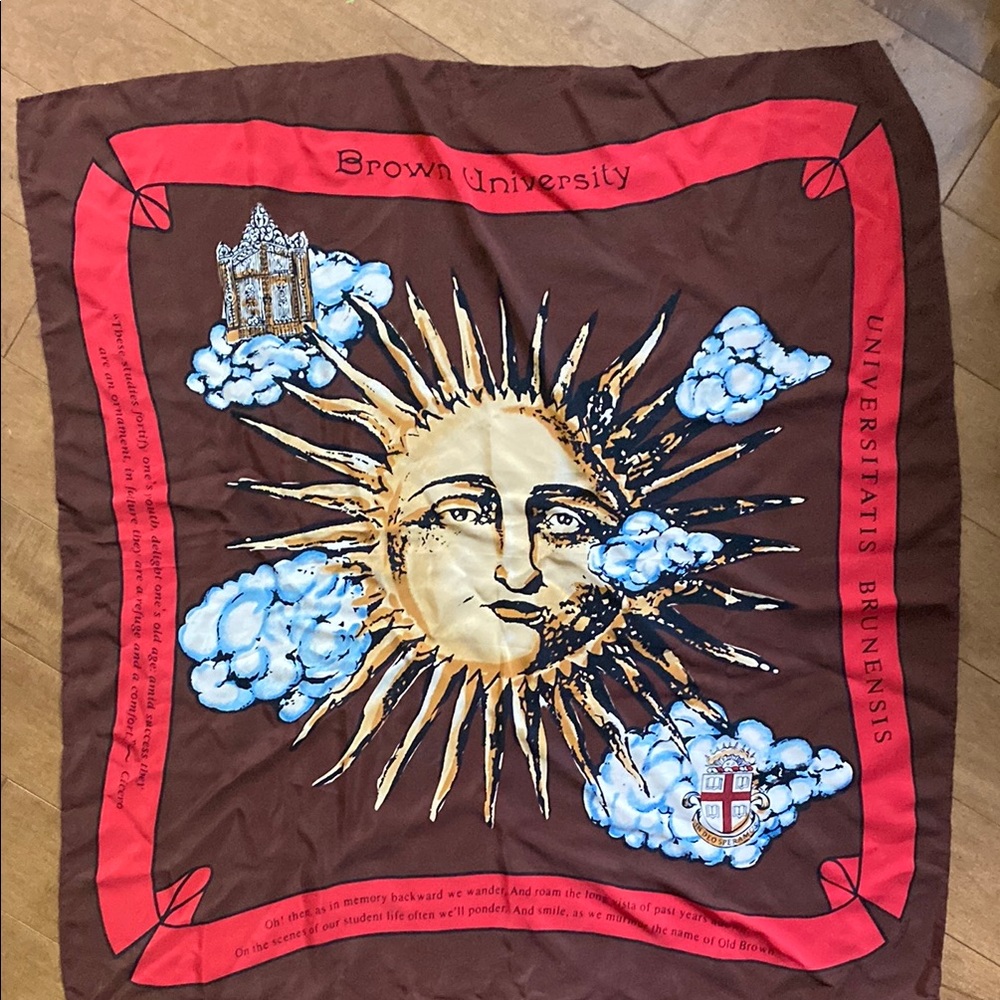 Rare Brown University Hand Rolled Silk Scarf